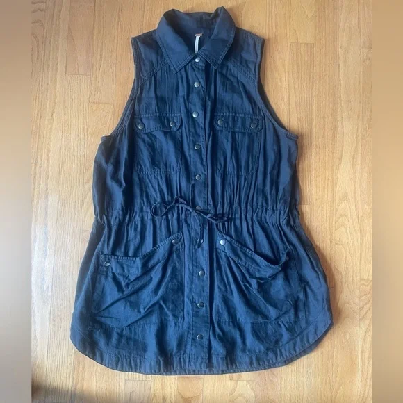 Free People Button Up Cotton Mini Dress - Picture 1 of 10